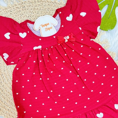 Vestido com Lacinho e Corações - Vermelho