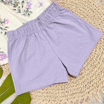 Conj. Batinha Florida e Short - Lilás e Off White