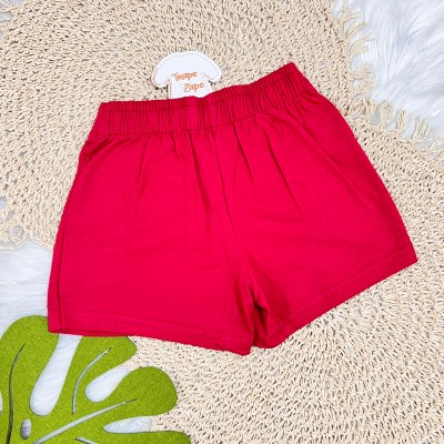 Conj. Blusa Flores Vermelhas e Short Saia - Off White e Vermelho