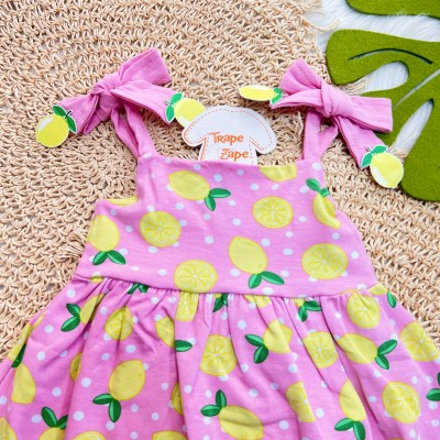 Vestido de Alcinha Limões  - Rosa e Verde 