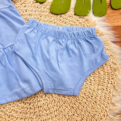 Vestido de Manga Curta Lemon Baby e Calcinha - Azul Jeans 