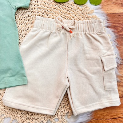 Conj. Camiseta Sorvete Gelado e Bermuda - Verde e Areia