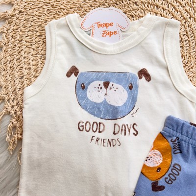 Conj. Regata Good Days Friends e Bermuda - Azul Jeans