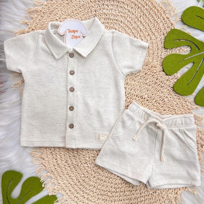 Conj. Camisa e Bermuda em Linho - Areia