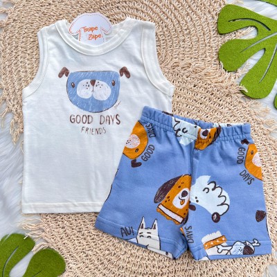 Conj. Regata Good Days Friends e Bermuda - Azul Jeans