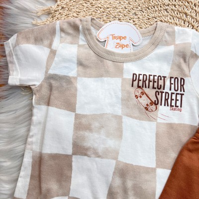 Conj. Camiseta Perfect for Street e Bermuda - Ferrugem