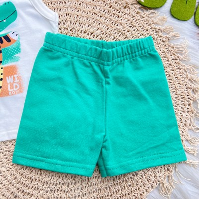 Conj. Regata Wild Box e Bermuda em Moletinho - Off White e Verde