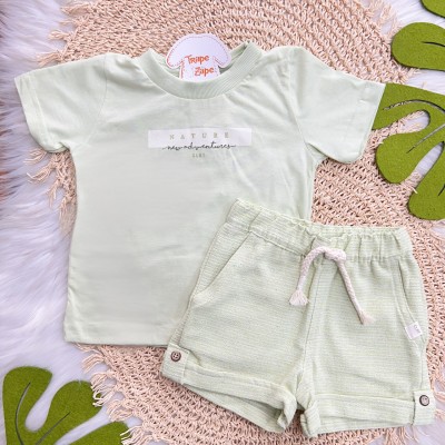 Conj. Camiseta Nature e Bermuda em Linho - Verde