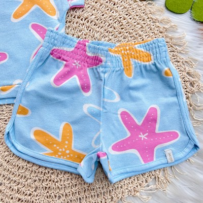 Conj. Blusa e Short Estrelas do Mar - Azul