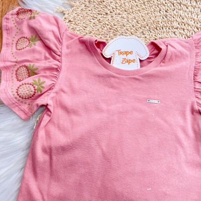 Conj. Blusa Manga Flare e Short em Linho Mini Abacaxi - Rose