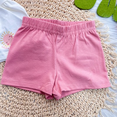 Conj. Batinha Sunshine e Short - Off White e Rose