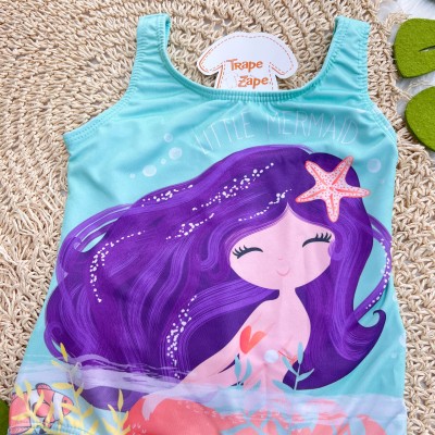Maiô Sereia de Cabelo Roxo - Verde Água