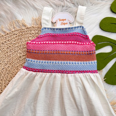 Vestido Regata com Detalhes em Crochê - Off White