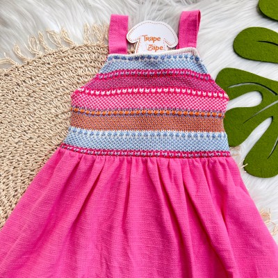 Vestido Regata com Detalhes em Crochê - Rosa Chiclete 