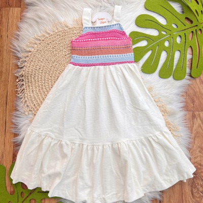 Vestido Regata com Detalhes em Crochê - Off White