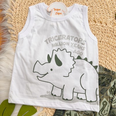 Conj. Regata Triceratops e Bermuda - Branco e Verde