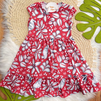 Vestido Plantinhas - Vermelho
