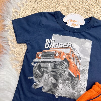  Conj. Camiseta Big Danger e Bermuda em Moletinho - Marinho
