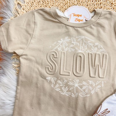 Conj. Camiseta Slow e Bermuda Coqueiros - Areia