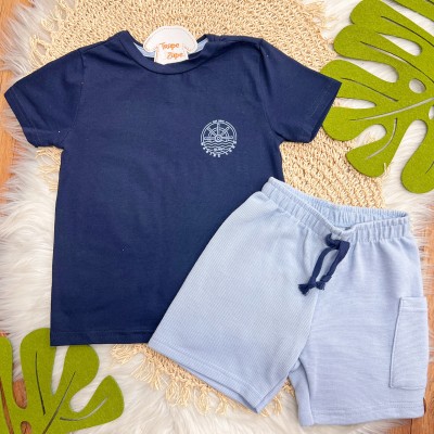 Conj. Camiseta Marine Logo e Bermuda - Marinho