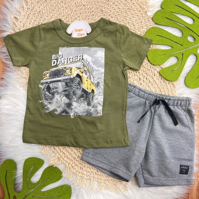  Conj. Camiseta Big Danger e Bermuda em Moletinho - Verde