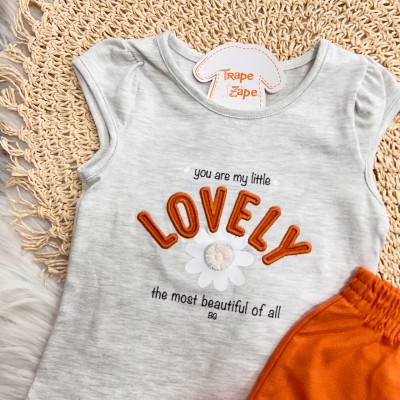 Conj. Regata Lovely e Short - Mescla e Laranja