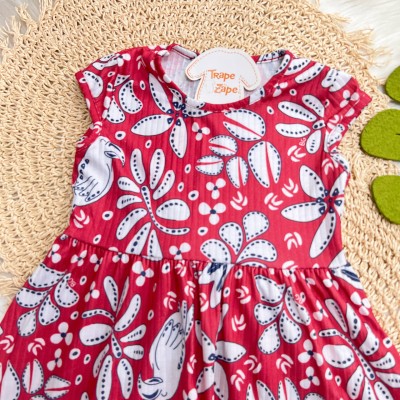 Vestido Plantinhas - Vermelho