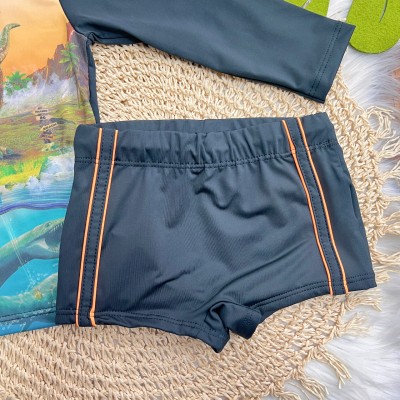 Linha Praia - Blusa Manga Longa T-REX e Sunga com Proteção UV50+ - Preto