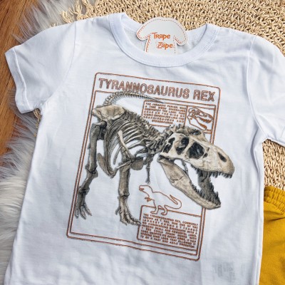 Conj. Camiseta Tyrannosaurus Rex e Bermuda - Mostarda