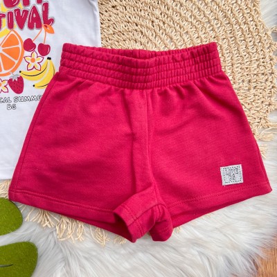 Conj. Blusa Fruit Festival e Short - Branco e Vermelho