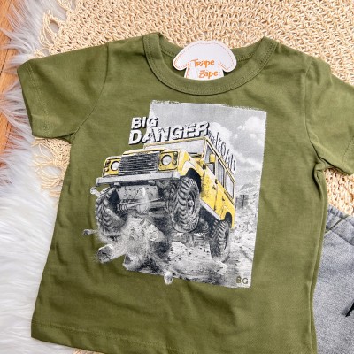  Conj. Camiseta Big Danger e Bermuda em Moletinho - Verde