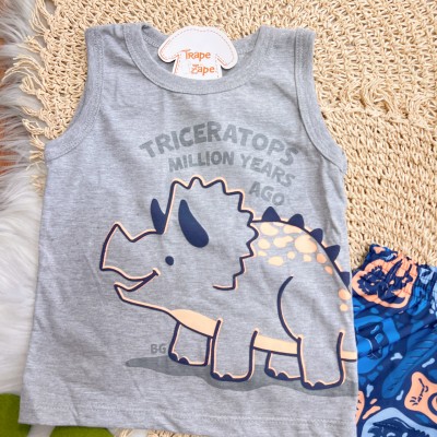 Conj. Regata Triceratops e Bermuda - Mescla e Azul