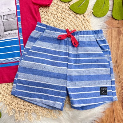 Conj. Camiseta Summer Vocation e Bermuda em Linho - Vermelho