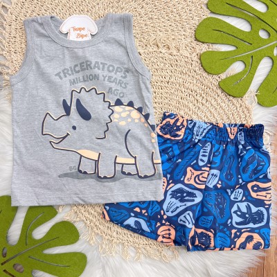 Conj. Regata Triceratops e Bermuda - Mescla e Azul