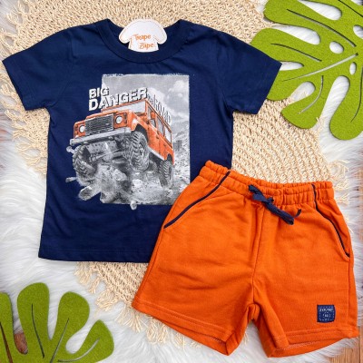  Conj. Camiseta Big Danger e Bermuda em Moletinho - Marinho