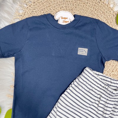 Conj. Camiseta Skaeteboard e Bermuda Listrada - Marinho