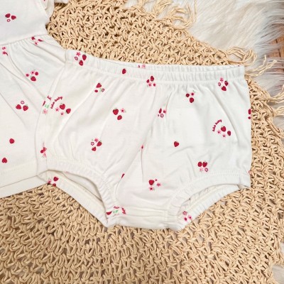 Conj. Batinha e Tapa Fraldas Moranguinhos - Off White