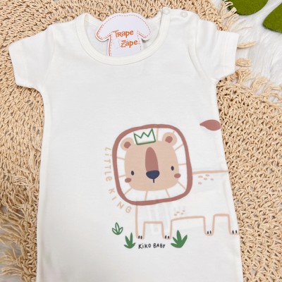 Macacão Curto Little King - Off White e Areia