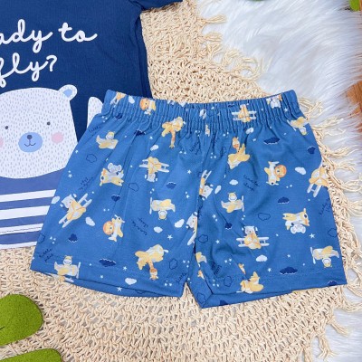 Pijama Ready to Fly e Short Safari - Azul Marinho