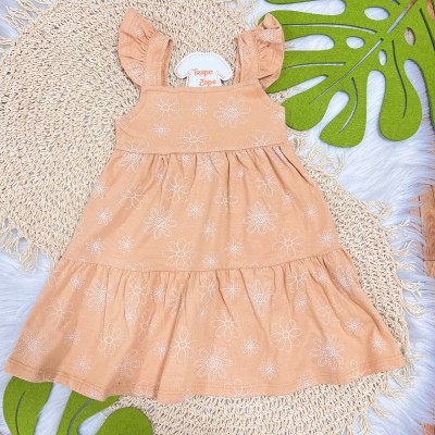 Vestido Midi com Flores - Laranja