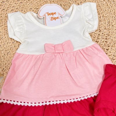 Vestido Três Marias e Tapa Fralda - Vermelho e Rosa