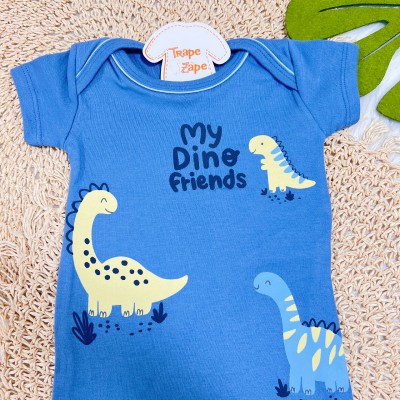 Macacão Curto My Dino Friends - Azul Petróleo 