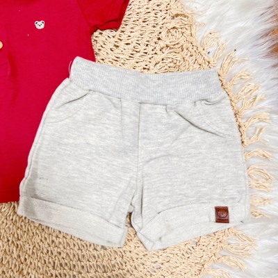 Conj. Camisa Polo Urso e Bermuda - Vermelho e Areia