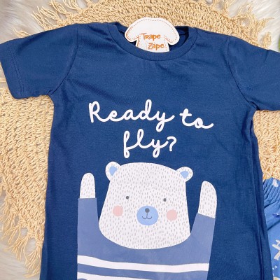 Pijama Ready to Fly e Short Safari - Azul Marinho