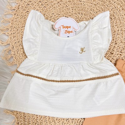 Conj. Batinha e Calça Legging - Off White e Caramelo
