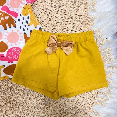 Conj. Batinha Safari e Short com Laço de Cetim - Mostarda