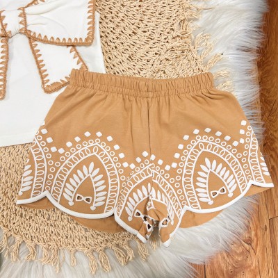 Conj. Regata Laço e Short em Lese - Cappuccino e Off White 