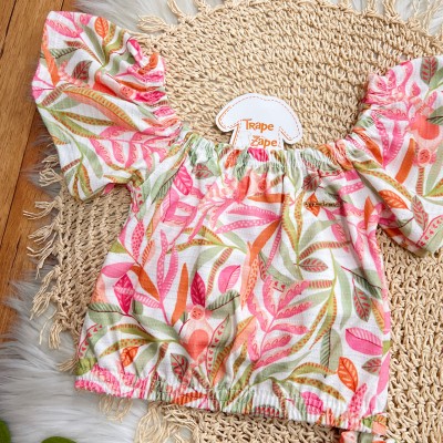 Conj. Batinha e Short Flores Tropicais - Pitaya