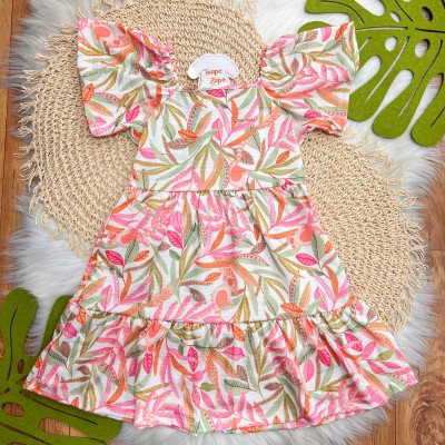 Vestido Flores Tropicais - Pitaya
