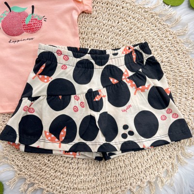 Conj. Blusa Manga Curta e Short Saia Tomates - Laranja